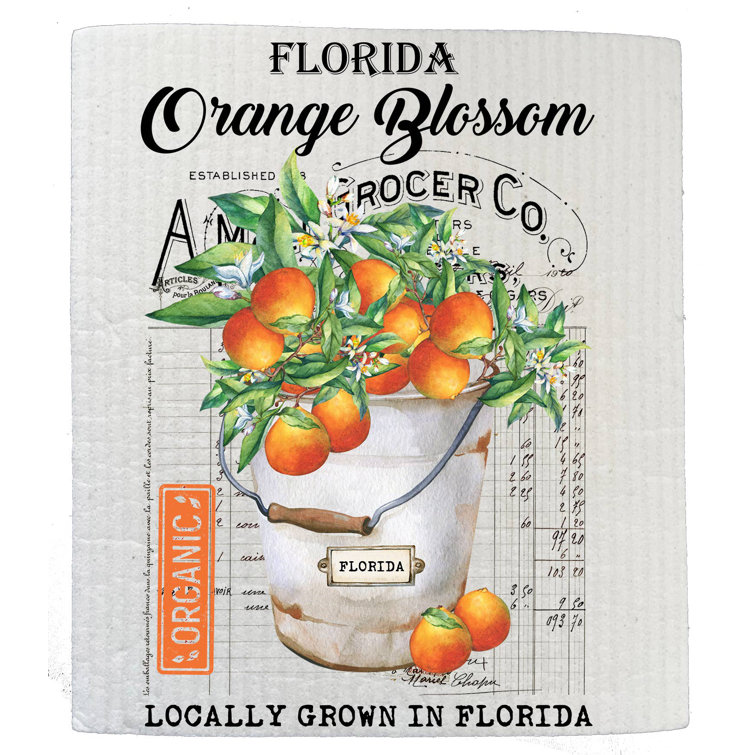 August Grove® Florida State Flower Orange Blossom SWEDISH DISH CLOTH